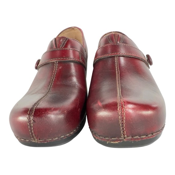Dansko Women's Burgundy Leather Solstice Cordovan Maroon Clogs Size 7.5-8 - Picture 8 of 9